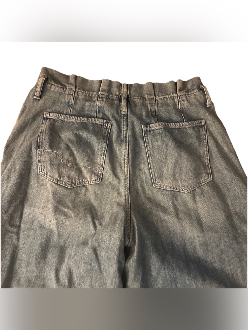 Free People We The Free Forager Super Wide Leg Jeans 32 Boho Barrel Cool Water - Picture 7 of 8